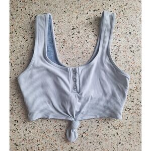 02 Bombshell Sportswear Coral Henley Ribbed Sport Bra